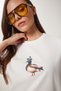 Women's Ecru Stone Detailed Embroidered Cotton Knitted T-Shirt Cr00521 - 5