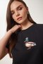 Women's Black Stone Detailed Embroidered Cotton Knitted T-Shirt Cr00521 - 5