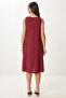 Women's Burgundy Sleeveless Basic Modal Dress Pb00050 - 5