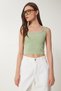 Women's Green Strap Crop Knitwear Blouse Cr00522 - 3
