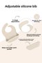 Beige Baby Feeding Set - 2-Piece, Vacuum Plate and Adjustable Silicone Bib - 3