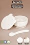 2-Piece Baby Feeding Set - Vacuum Silicone Food Bowl with Lid - Teether Feeding Spoon - Beige