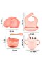 Silicone Feeding Set Vacuumed Silicone Food Plate, Food Bowl, Bib, Spoon, Cup with Straw - 2