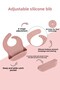4-Piece Silicone Baby Feeding Set - Vacuum Bowl - Bib - Cup with Handle - Scratching Spoon - Pink - 2