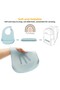 5 Piece 100% Silicone Baby Feeding Set (Vacuum Plate and Bowl-Fork-Spoon-Feeding Bib) Blue - 4