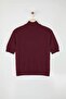 Bordo Merserize Görünümlü Premium İplik/Özel İplik Basic İnce Triko Bluz TWOAW24BZ00005 - 9