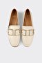 Beige Leather Women's Casual Shoes - 4