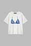Bleed Blue Printed Relaxed Fit White Women's Tshirt - 2
