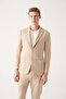 Men's Beige Linen Blended Unlined Double Slit Jacket A31Y4022