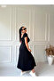 Women's Slit, Black Summer Long Dress - 3