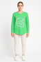 Women's Morgan Long Sleeve O-Neck Printed Thin Combed Cotton T-Shirt Turquoise Green