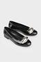 Black Leather Women's Casual Ballerinas - 2