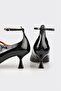 Black Leather Women's Heeled Shoes - 4