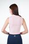 Rose Women's Stand Collar Sleeveless Draped Crop T-shirt - Ivana - 3