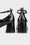 Black Leather Women's Heeled Shoes - 4