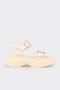 Beige Leather Women's Wedge Heel Sandals