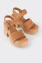 Tan Leather Women's Heeled Sandals - 2
