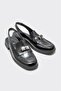 Black Leather Women's Casual Shoes - 2