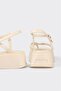 Beige Leather Women's Wedge Heel Sandals - 5