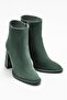 Green Leather Women's Heeled Boots - 2
