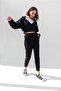 Black Hooded V-Neck Cropped Knitted Sweatshirt - 6