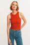Women's Pomegranate Flower Ribbed T-shirt Halter Collar Knitted Singlet