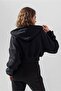 Black Hooded V-Neck Cropped Knitted Sweatshirt - 5