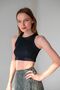 Black Corded Super Crop Halter Neck Knitted Tank Top