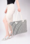 Striped Canvas Women's Beach Bag Shoulder Bag (Zippered) - 8