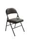 Black-Leg Folding Chair with Black Leather Seat and Backrest - 3