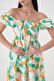New Season Poplin Fabric Patterned Off-the-shoulder Short Sleeve Summer Dress 5525 - 6