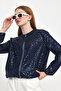 Payetli Bomber Lacivert Ceket - 6