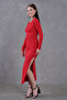 New Season Stretchy Diver Fabric Double Breasted Collar Slit Long Sleeve Evening Dress 6031 - 7