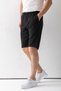 Men's Elastic Waist Laced Pocket Textured Shorts Black - 8043