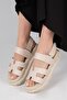 Beige Color Velcro Strap Women's Sandals