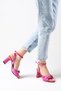 Sandy Fuchsia Color Velvet Women's Heeled Sandals - 4