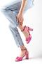 Sandy Fuchsia Color Velvet Women's Heeled Sandals - 2