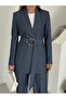 Poliviskon Fabric Belted Double Suit Women