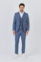 Ateca Men's Dark Blue Italian Striped Jacket+Pants+Vest Slim Fit Suit - 3