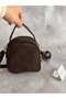 Bitter Brown 3 Compartment Elegant Bag 20X17X7 cm and Makeup Mirror - 3