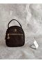 Bitter Brown 3 Compartment Elegant Bag 20X17X7 cm and Makeup Mirror - 4