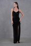 New Season Women's Velvet Low-cut and Slit Strap Evening Dress - 5