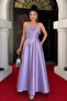 Taffeta Satin Fabric Strap Evening Dress - Li̇la