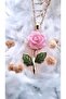 Colorful Enameled Rose Figured Steel Necklace - 5