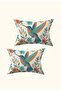 Nature Themed Bird and Flower Patterned Blue Cream Color Digital Printed Gift Set of 6 Throw Pillow Covers - 2