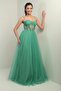Women's Rope Strap Lined Chest Pleated Beading Embroidered Long Princess Dress