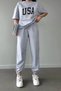 Gray Jogger Fit Cut Elastic Leg Sweatpants Bottom - 3