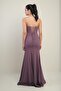 Women's Strapless Lace up Back Lining Underwire Long Fish Evening Dress - 4