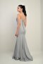 Women's Strapless Lace up Back Lining Underwire Long Fish Evening Dress - 4