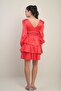 Women's Front Back V Neck Low-Cut Low-Cut Lined Fold Satin Short Dress - 4